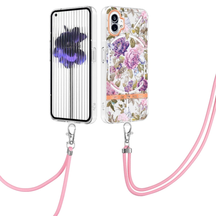 For Nothing Phone 1 Flowers Series TPU Phone Case with Lanyard
