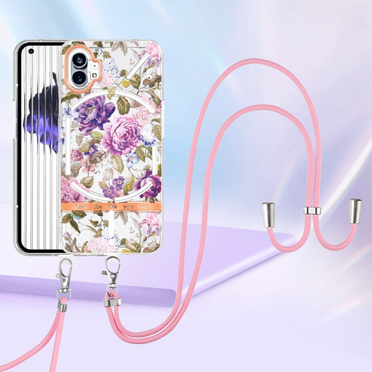 For Nothing Phone 1 Flowers Series TPU Phone Case with Lanyard