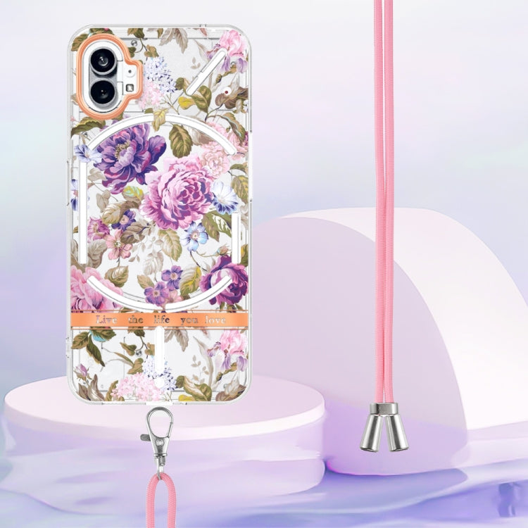 For Nothing Phone 1 Flowers Series TPU Phone Case with Lanyard