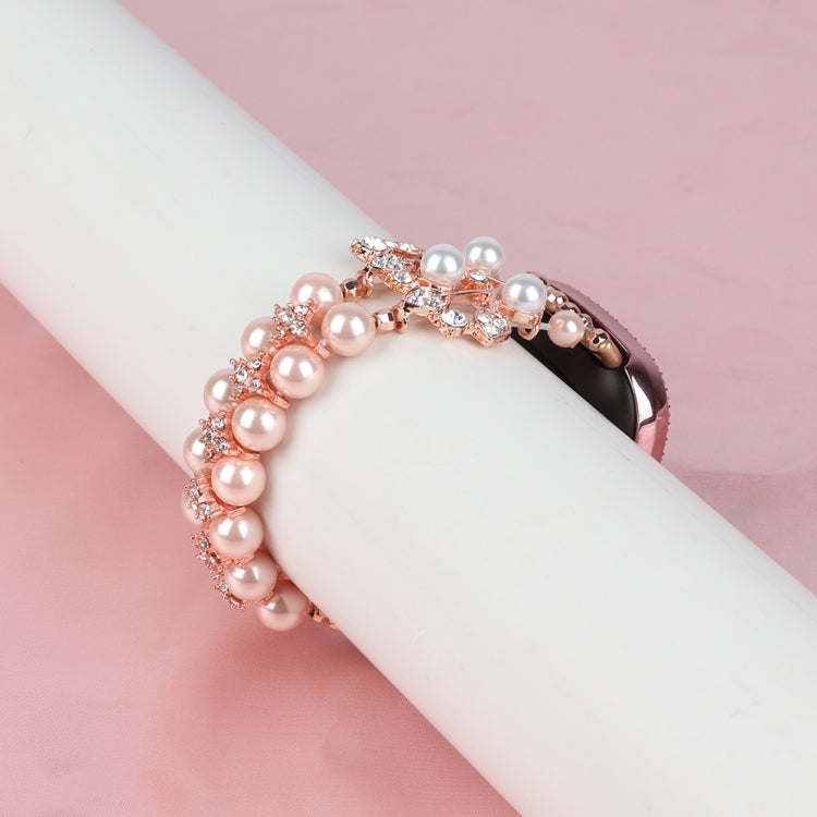 For Fitbit Versa 4 / Sense 2 Pearl Bracelet Watch Band(Pink)