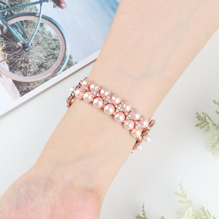 For Fitbit Versa 4 / Sense 2 Pearl Bracelet Watch Band(Pink)