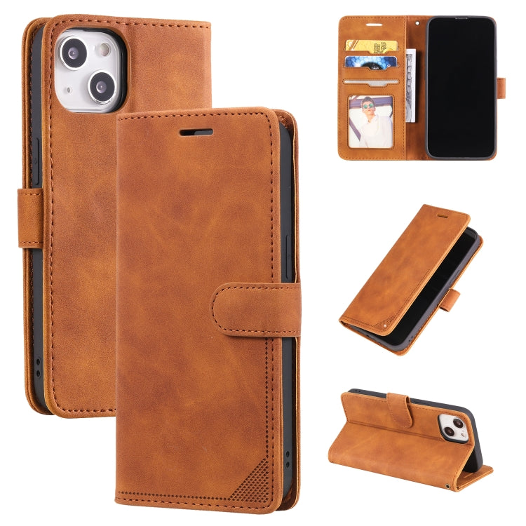 For iPhone 14 Skin Feel Anti-theft Brush Horizontal Flip Leather Phone Case