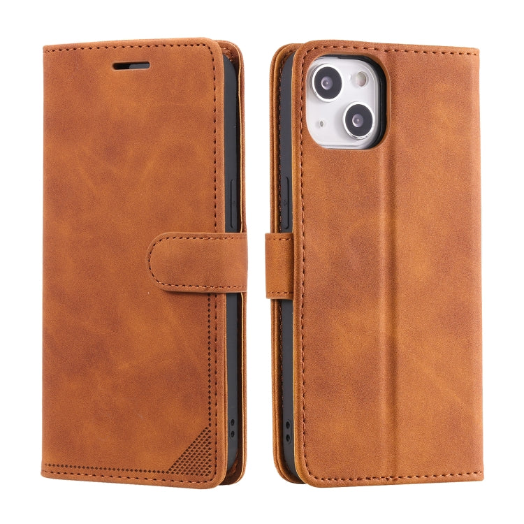 For iPhone 14 Skin Feel Anti-theft Brush Horizontal Flip Leather Phone Case
