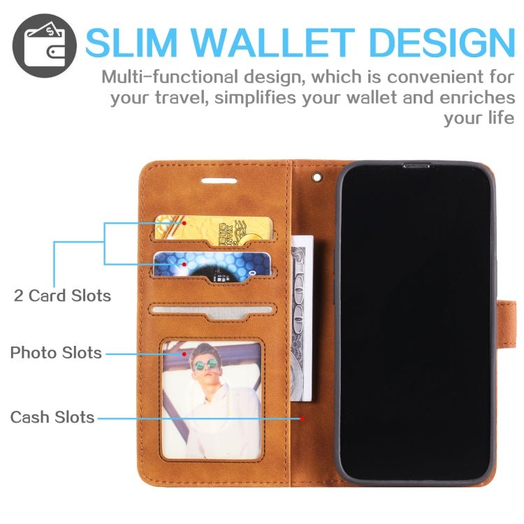 For iPhone 14 Skin Feel Anti-theft Brush Horizontal Flip Leather Phone Case