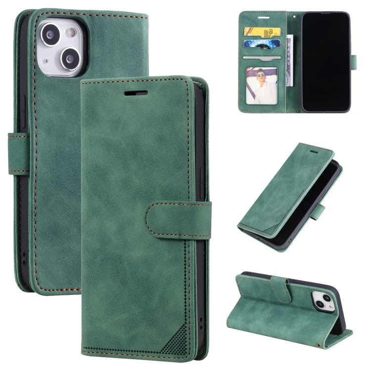 For iPhone 14 Skin Feel Anti-theft Brush Horizontal Flip Leather Phone Case