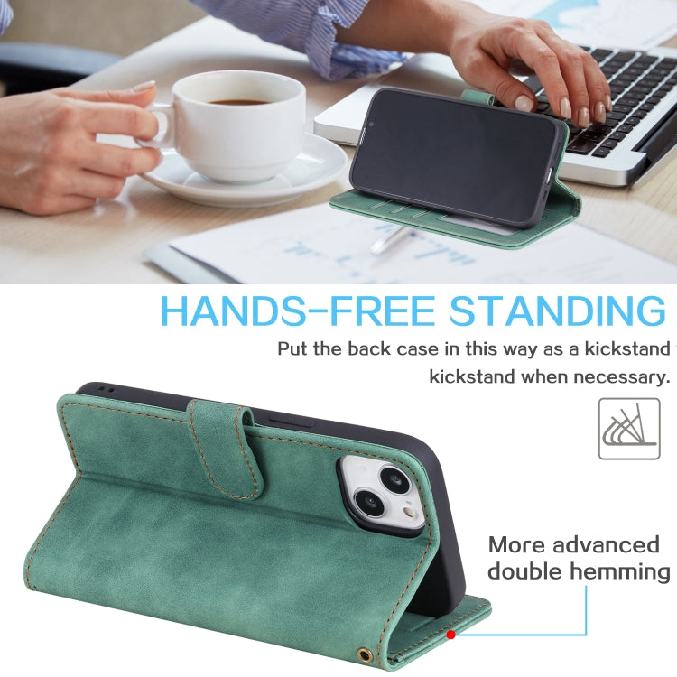 For iPhone 14 Skin Feel Anti-theft Brush Horizontal Flip Leather Phone Case