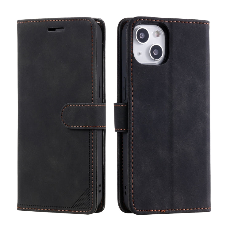For iPhone 14 Skin Feel Anti-theft Brush Horizontal Flip Leather Phone Case