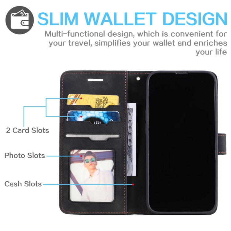 For iPhone 14 Skin Feel Anti-theft Brush Horizontal Flip Leather Phone Case