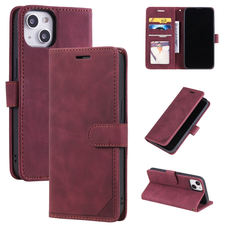 For iPhone 14 Skin Feel Anti-theft Brush Horizontal Flip Leather Phone Case