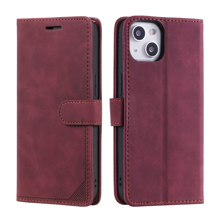 For iPhone 14 Skin Feel Anti-theft Brush Horizontal Flip Leather Phone Case