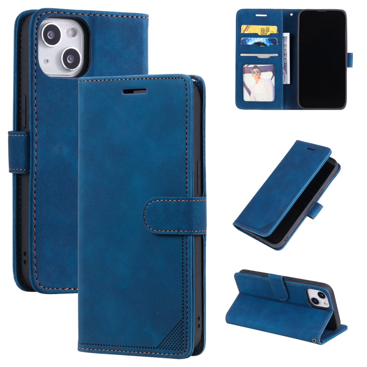 For iPhone 14 Skin Feel Anti-theft Brush Horizontal Flip Leather Phone Case