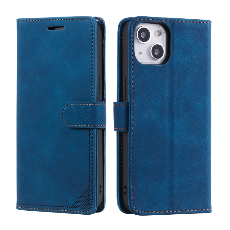 For iPhone 14 Skin Feel Anti-theft Brush Horizontal Flip Leather Phone Case