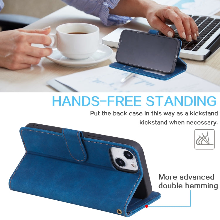 For iPhone 14 Skin Feel Anti-theft Brush Horizontal Flip Leather Phone Case