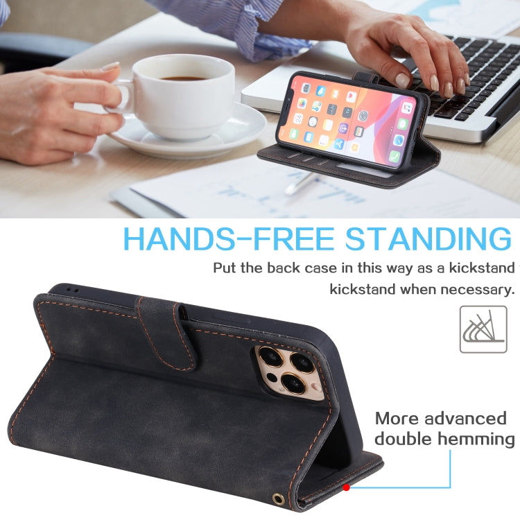 For iPhone 14 Pro Skin Feel Anti-theft Brush Horizontal Flip Leather Phone Case