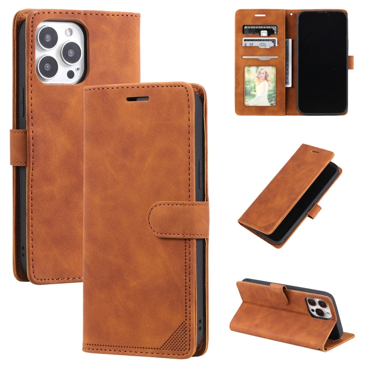 For iPhone 14 Pro Max Skin Feel Anti-theft Brush Horizontal Flip Leather Phone Case