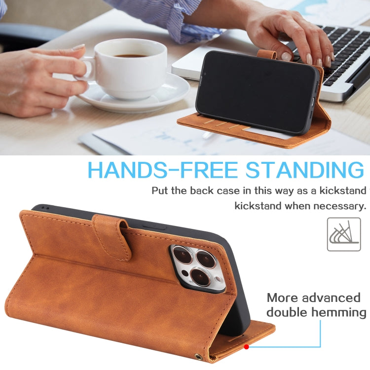 For iPhone 14 Pro Max Skin Feel Anti-theft Brush Horizontal Flip Leather Phone Case