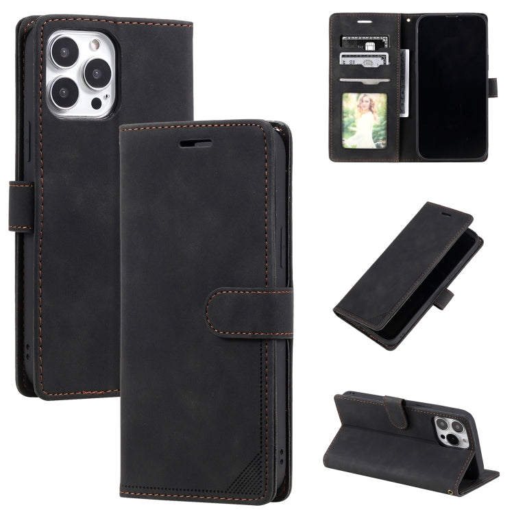 For iPhone 14 Pro Max Skin Feel Anti-theft Brush Horizontal Flip Leather Phone Case