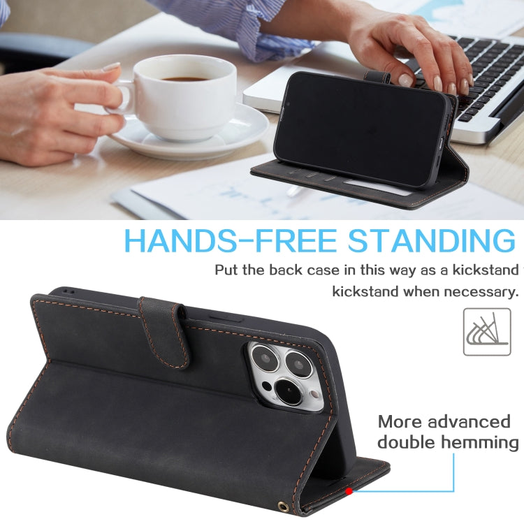 For iPhone 14 Pro Max Skin Feel Anti-theft Brush Horizontal Flip Leather Phone Case