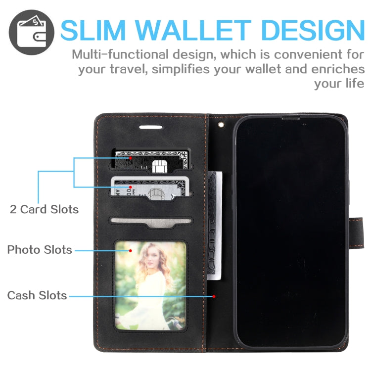For iPhone 14 Pro Max Skin Feel Anti-theft Brush Horizontal Flip Leather Phone Case