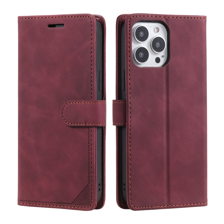 For iPhone 14 Pro Max Skin Feel Anti-theft Brush Horizontal Flip Leather Phone Case