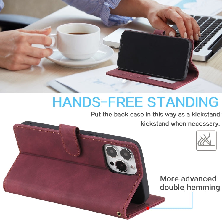 For iPhone 14 Pro Max Skin Feel Anti-theft Brush Horizontal Flip Leather Phone Case