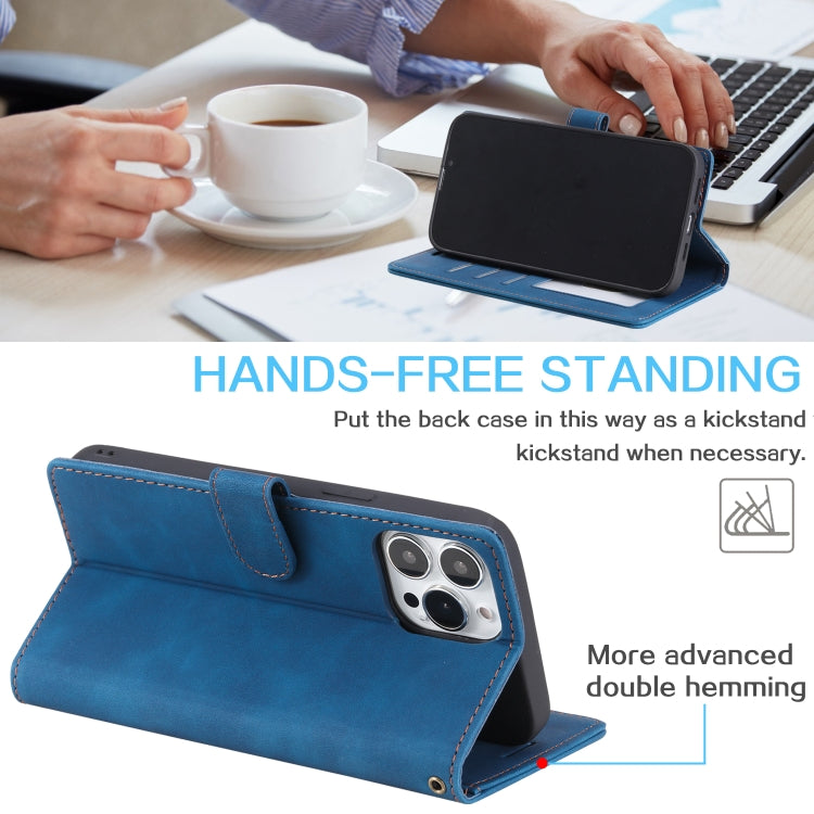 For iPhone 14 Pro Max Skin Feel Anti-theft Brush Horizontal Flip Leather Phone Case