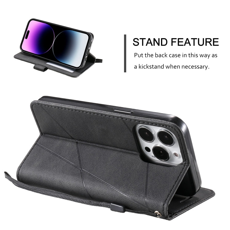 For iPhone 14 Pro Skin Feel Splicing Leather Phone Case