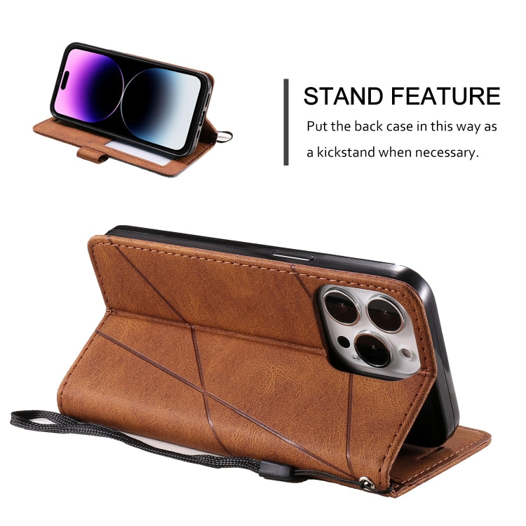 For iPhone 14 Pro Skin Feel Splicing Leather Phone Case