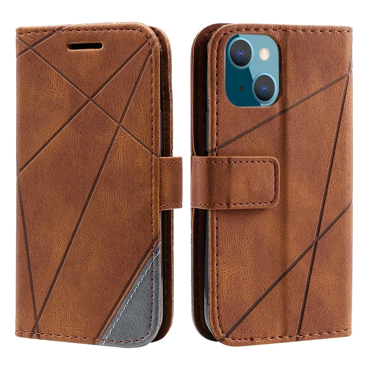 For iPhone 14 Skin Feel Splicing Leather Phone Case