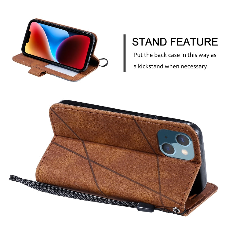 For iPhone 14 Skin Feel Splicing Leather Phone Case