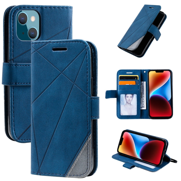 For iPhone 14 Plus Skin Feel Splicing Leather Phone Case