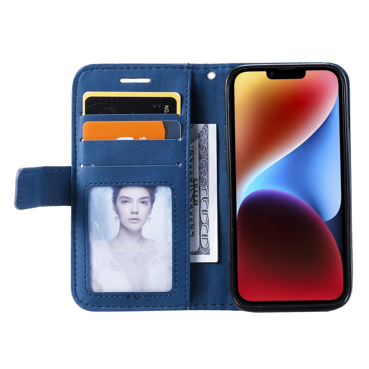 For iPhone 14 Plus Skin Feel Splicing Leather Phone Case
