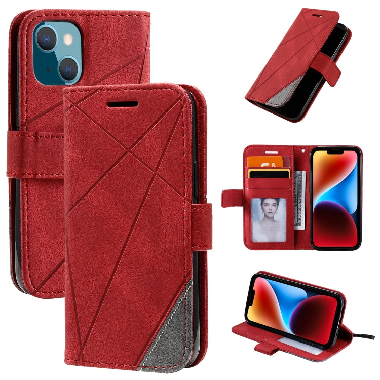 For iPhone 14 Plus Skin Feel Splicing Leather Phone Case