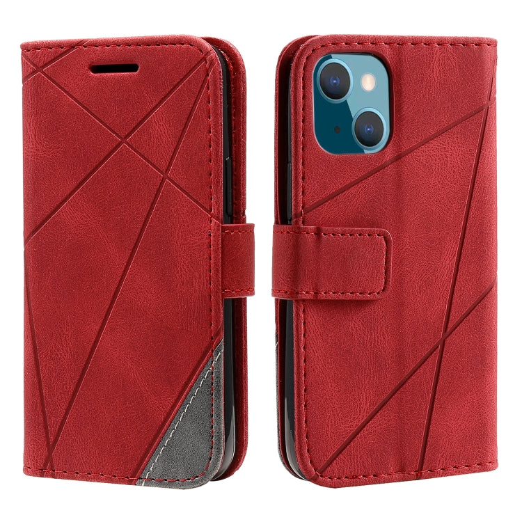 For iPhone 14 Plus Skin Feel Splicing Leather Phone Case