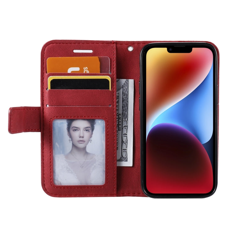 For iPhone 14 Plus Skin Feel Splicing Leather Phone Case