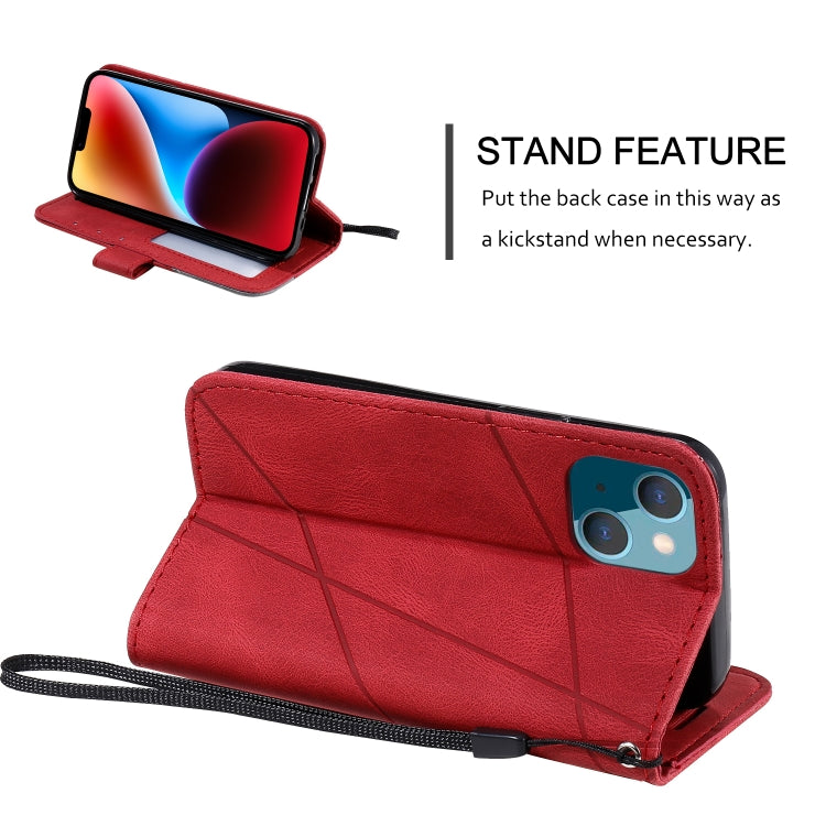 For iPhone 14 Plus Skin Feel Splicing Leather Phone Case