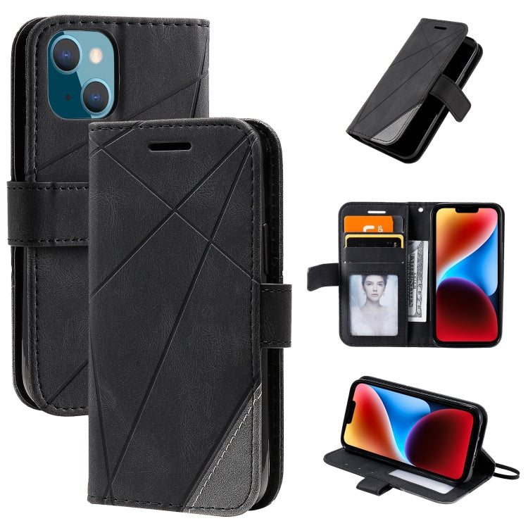 For iPhone 14 Plus Skin Feel Splicing Leather Phone Case