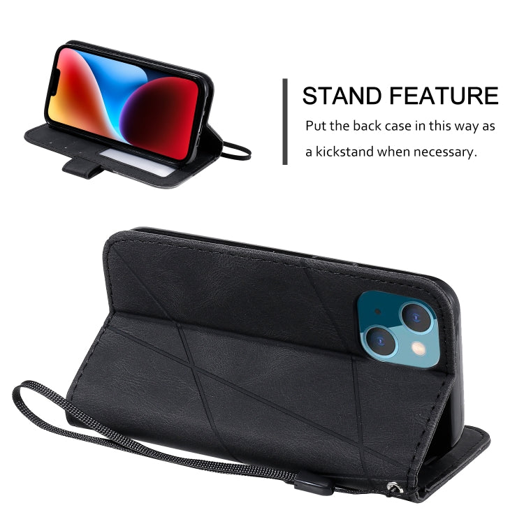 For iPhone 14 Plus Skin Feel Splicing Leather Phone Case