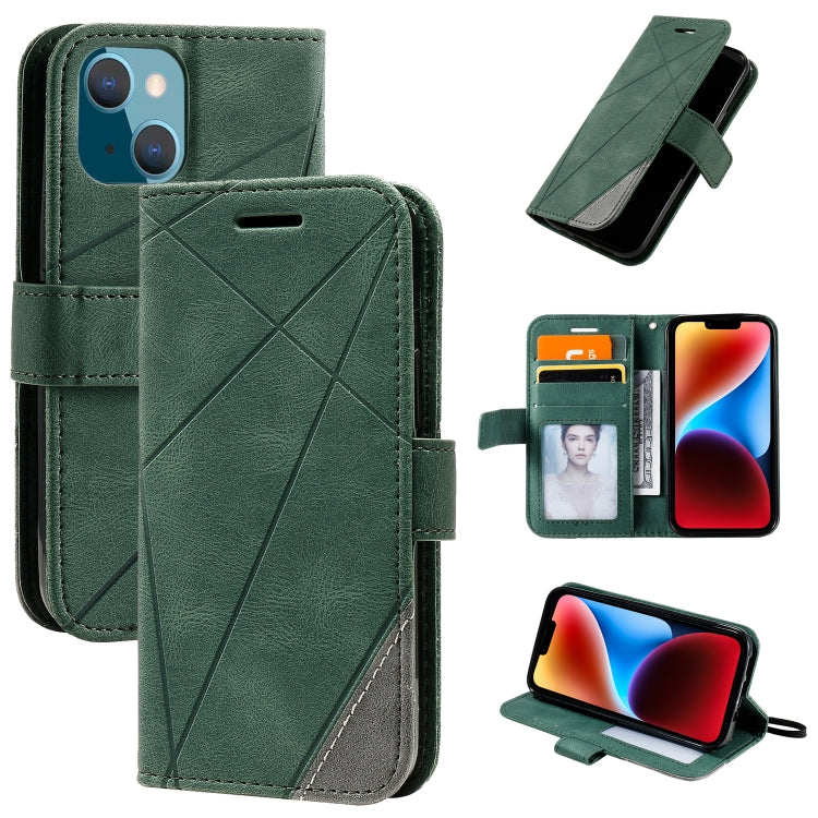 For iPhone 14 Plus Skin Feel Splicing Leather Phone Case