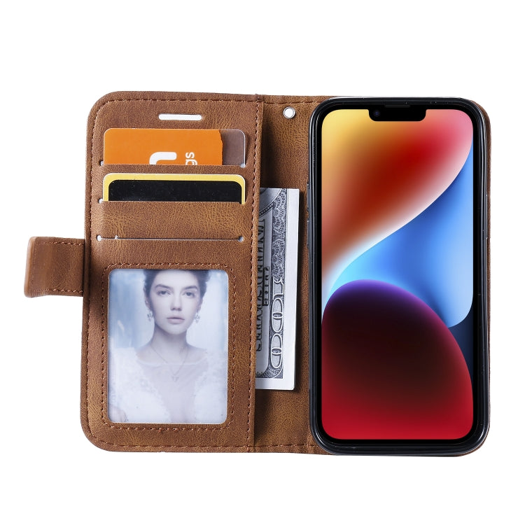 For iPhone 14 Plus Skin Feel Splicing Leather Phone Case