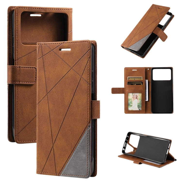For Xiaomi Poco X4 Pro 5G Skin Feel Splicing Leather Phone Case