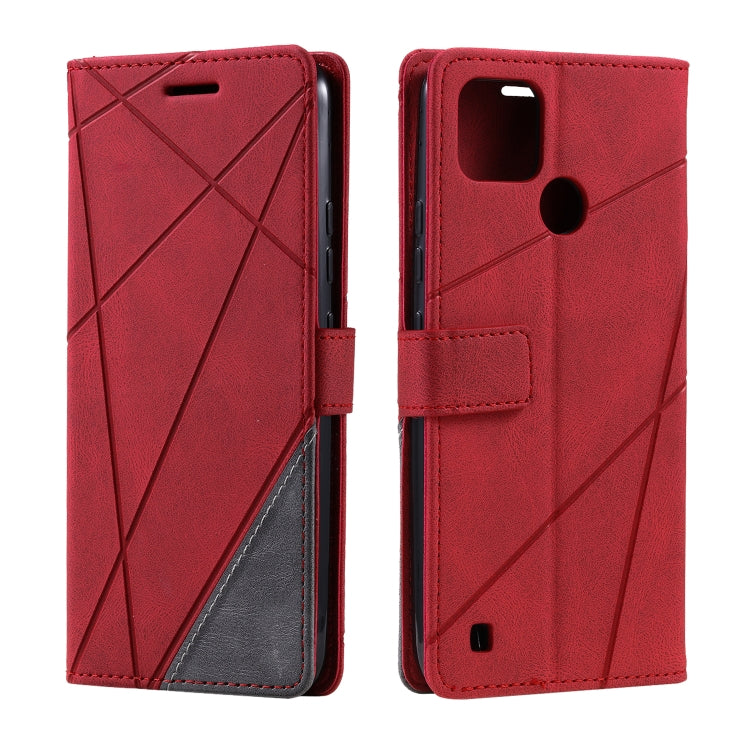 For Realme C21Y Skin Feel Splicing Leather Phone Case