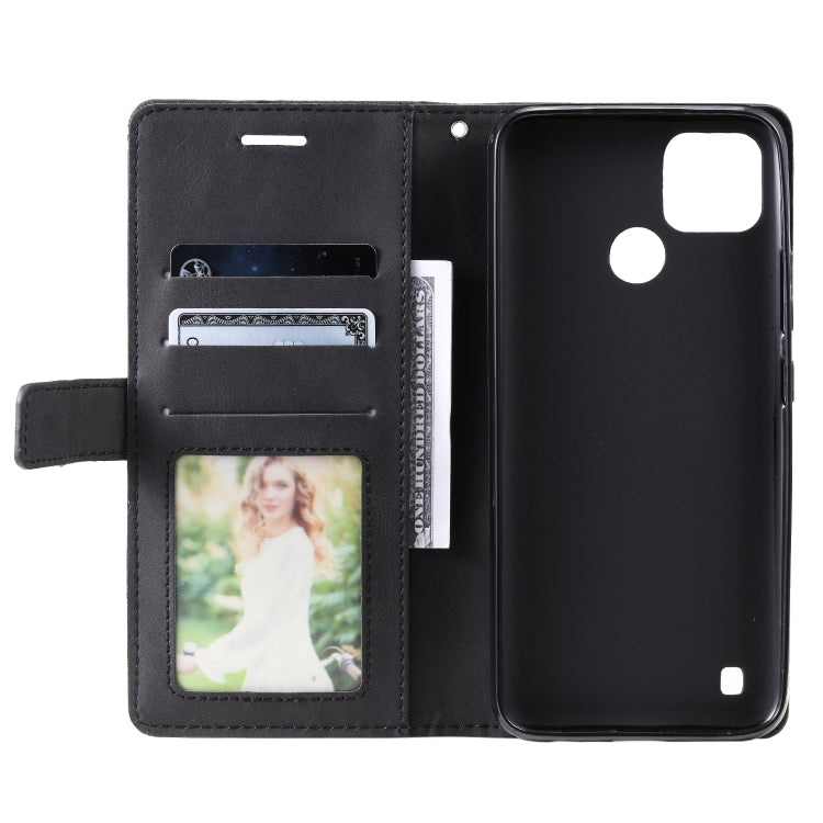 For Realme C21Y Skin Feel Splicing Leather Phone Case