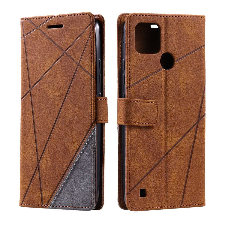 For Realme C21Y Skin Feel Splicing Leather Phone Case