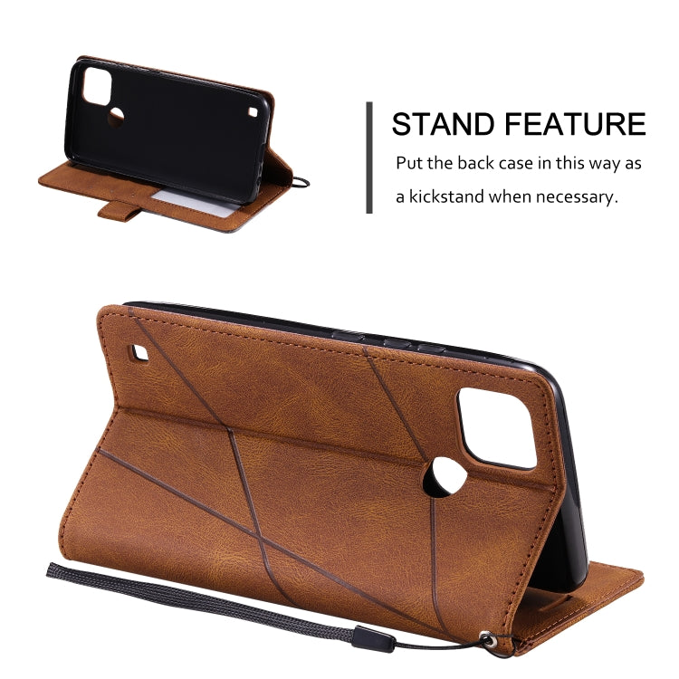 For Realme C21Y Skin Feel Splicing Leather Phone Case