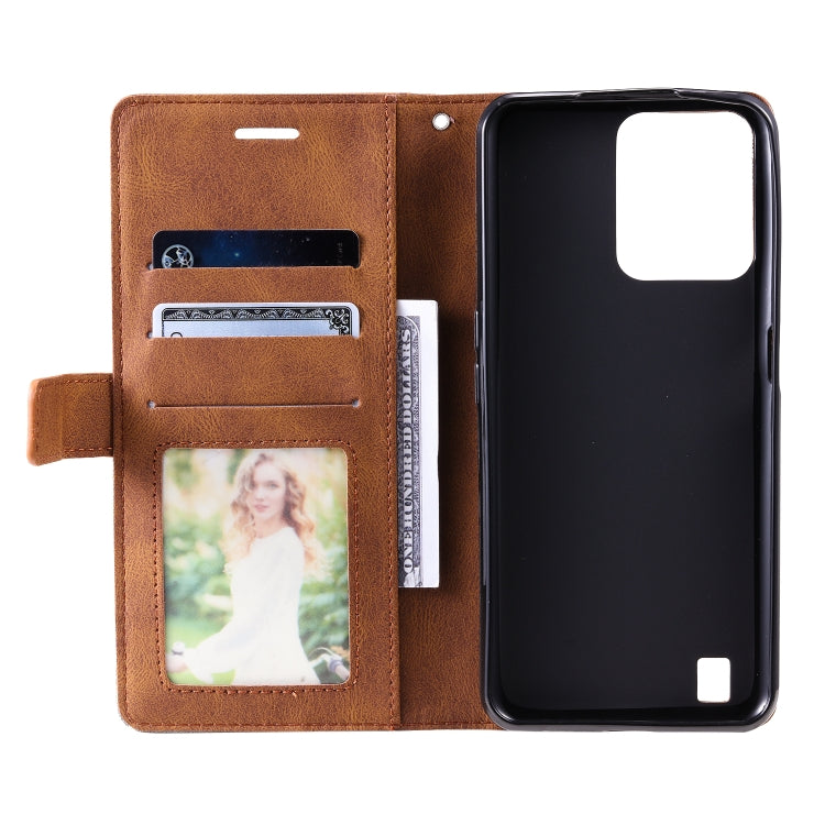 For Realme C31 Skin Feel Splicing Leather Phone Case