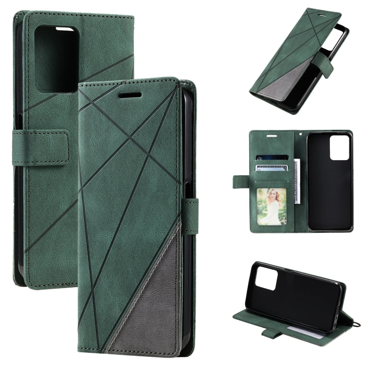 For Realme C35 Skin Feel Splicing Leather Phone Case