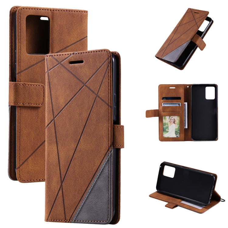 For vivo Y21 2021 / Y33s Skin Feel Splicing Leather Phone Case