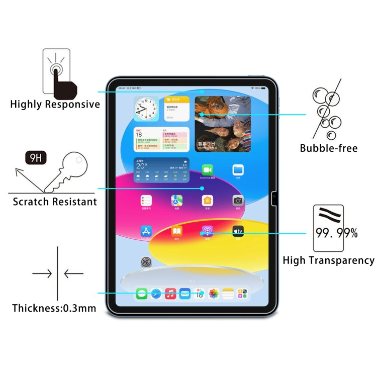 For iPad 10th Gen 10.9 2022 25pcs 0.26mm 9H 2.5D Explosion-proof Tempered Glass Film
