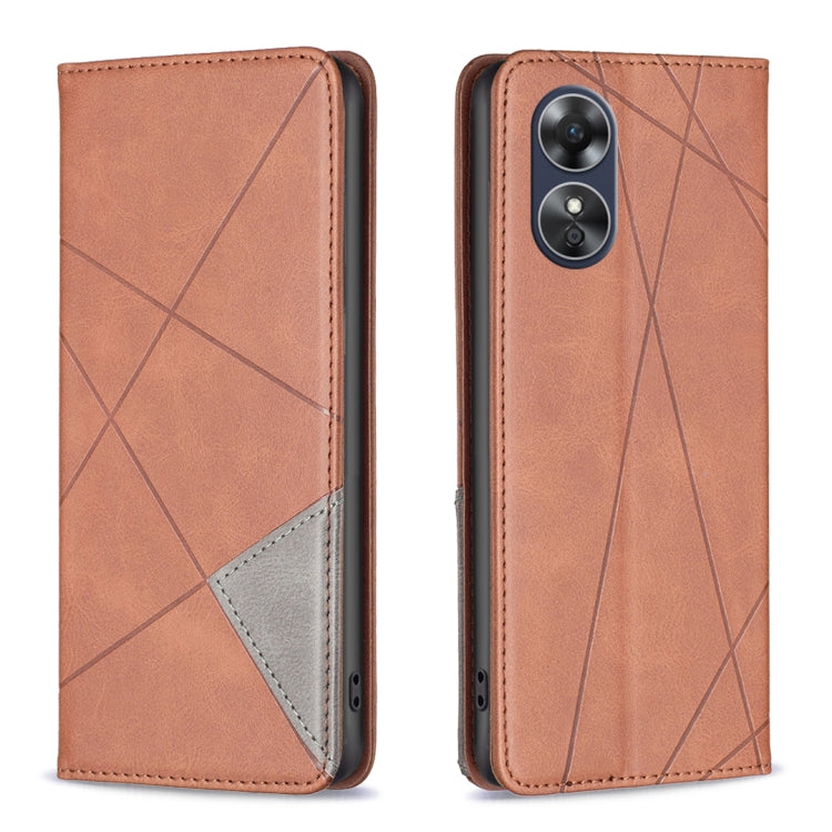 For OPPO A17 Prismatic Invisible Magnetic Leather Phone Case